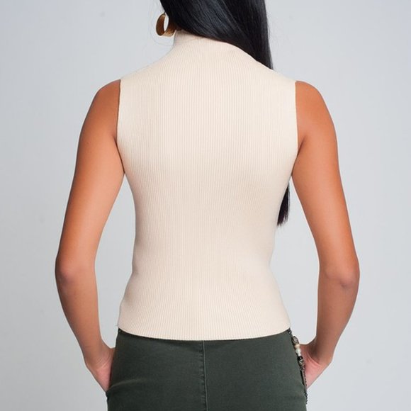 NWT High neck sleeveless sweater in ribbed knit - Picture 3 of 7